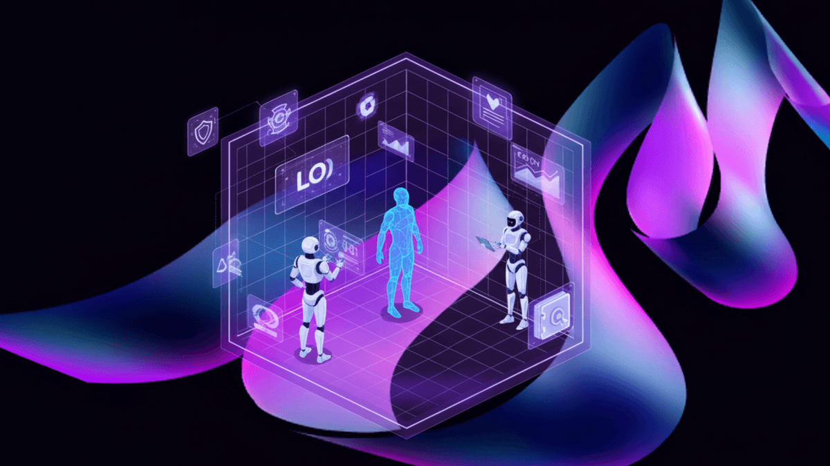 AI agents collaborating in a modern workspace